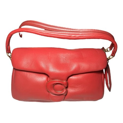Pre-owned Coach Pillow Tabby Leather Handbag In Red