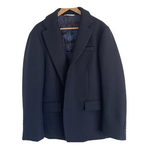 Pre-owned Valentino Wool Peacoat In Navy