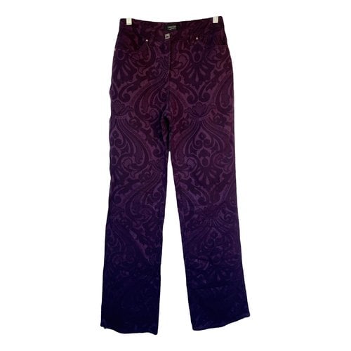 Pre-owned Versace Slim Pants In Purple