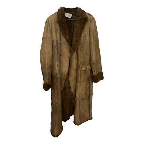 Pre-owned Trussardi Leather Coat In Camel
