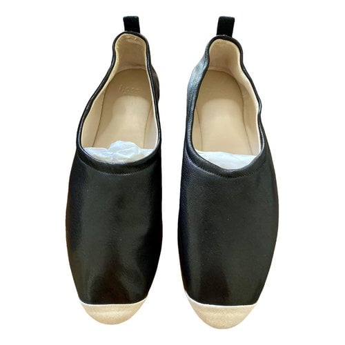 Pre-owned Hoss Intropia Leather Ballet Flats In Black