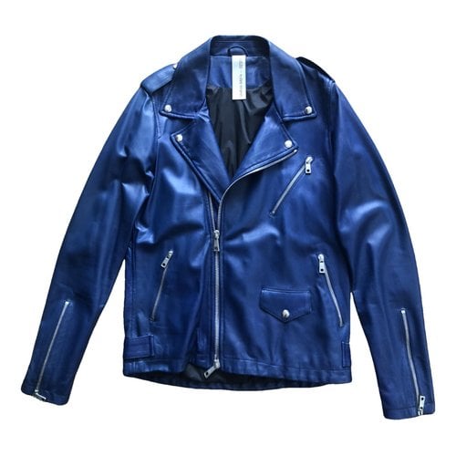 Pre-owned Giorgio Brato Leather Coat In Blue