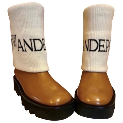 Pre-owned Jw Anderson Leather Boots In Camel