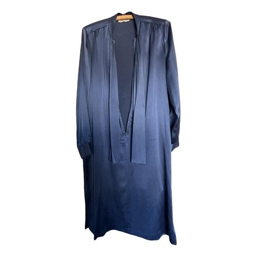 Pre-owned Saks Potts Silk Maxi Dress In Blue