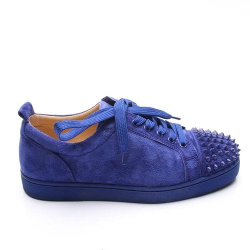 Pre-owned Christian Louboutin Cloth Trainers In Blue