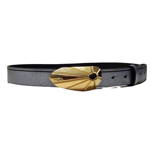 Pre-owned Emporio Armani Leather Belt In Silver