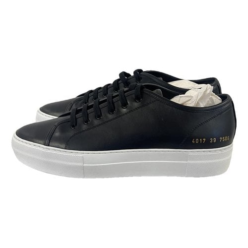 Pre-owned Common Projects Leather Trainers In Black