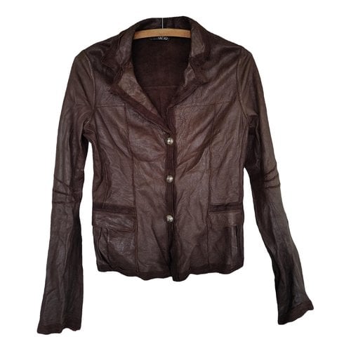 Pre-owned Liujo Leather Jacket In Brown