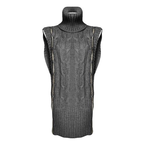 Pre-owned Class Cavalli Wool Mid-length Dress In Grey