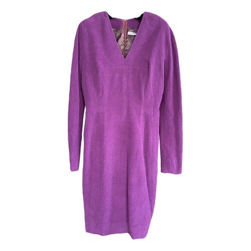 Pre-owned Jil Sander Wool Mid-length Dress In Purple