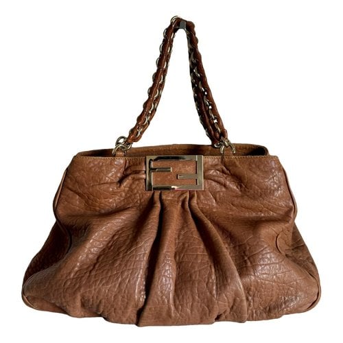 Pre-owned Fendi Mia Leather Handbag In Camel