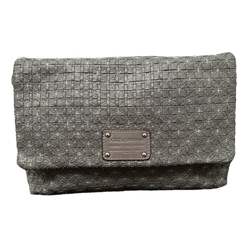 Pre-owned Dolce & Gabbana Leather Clutch Bag In Grey