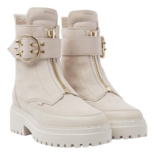 Pre-owned Nubikk Leather Buckled Boots In Beige