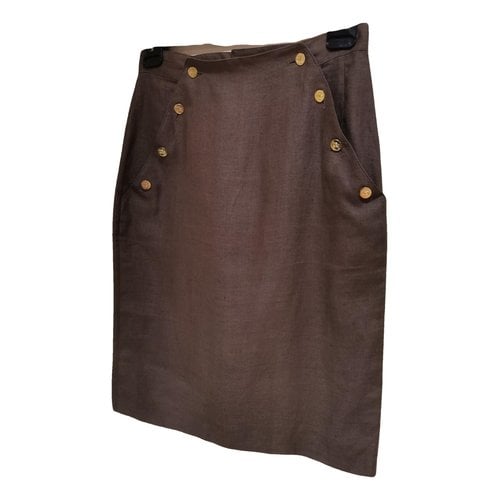 Pre-owned Burberry Linen Skirt In Brown