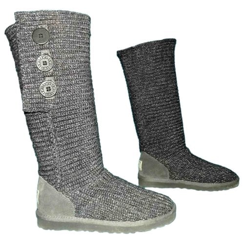 Pre-owned Ugg Tweed Riding Boots In Anthracite