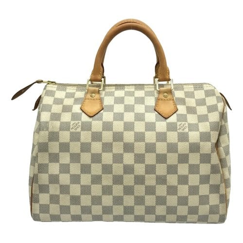 Pre-owned Louis Vuitton Speedy Cloth Handbag In White