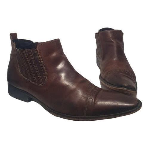 Pre-owned Balmain Leather Boots In Brown