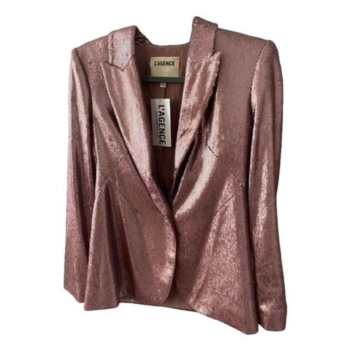 Pre-owned L Agence Silk Blazer In Pink