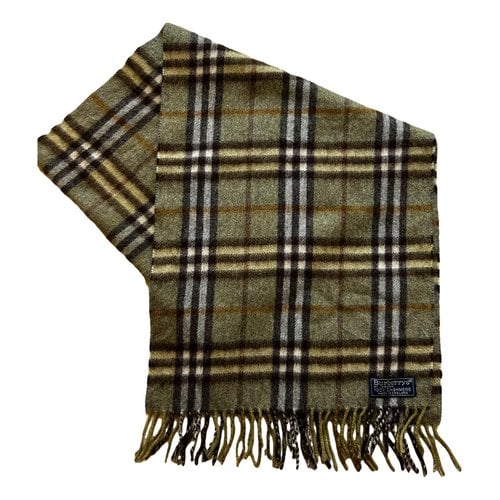 Pre-owned Burberry Cashmere Scarf & Pocket Square In Khaki