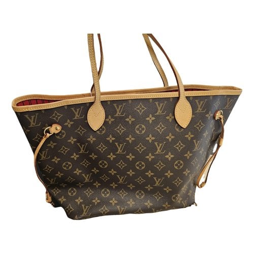 Pre-owned Louis Vuitton Neverfull Leather Tote In Beige