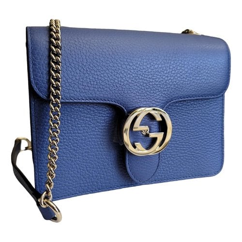Pre-owned Gucci Interlocking Leather Handbag In Blue