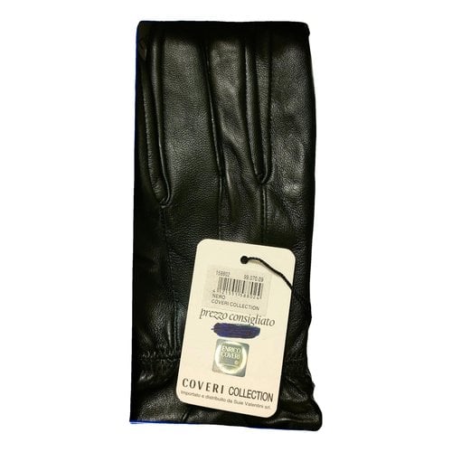 Pre-owned Enrico Coveri Leather Gloves In Black