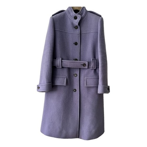 Pre-owned Chloé Wool Coat In Purple