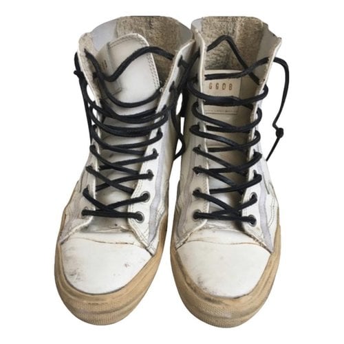 Pre-owned Golden Goose Patent Leather Trainers In Beige
