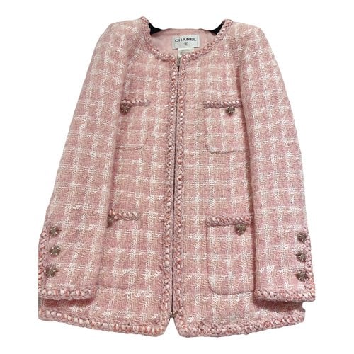 Pre-owned Chanel La Petite Veste Noire Tweed Jacket In Pink