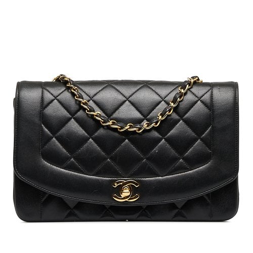 Pre-owned Chanel Diana Leather Crossbody Bag In Black