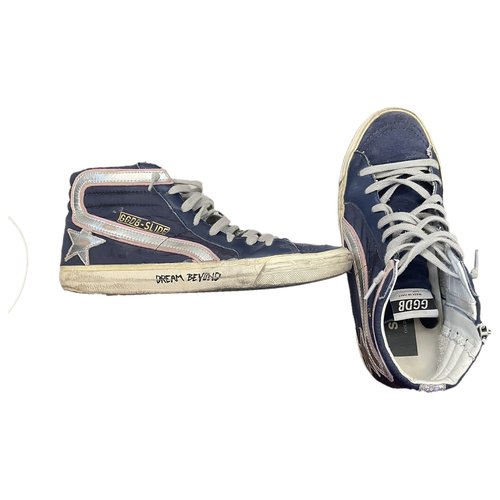Pre-owned Golden Goose Slide Trainers In Blue