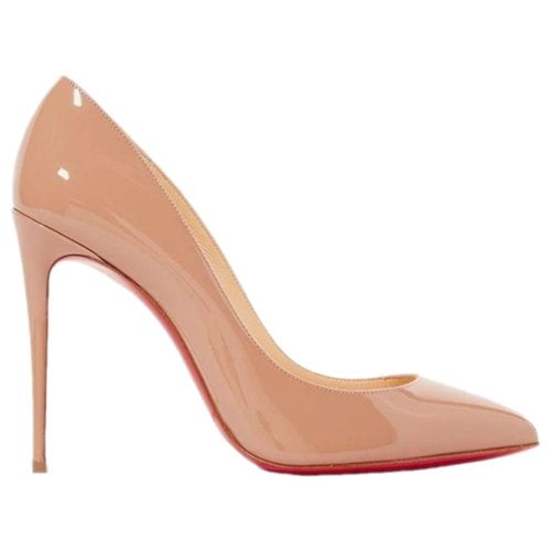 Pre-owned Christian Louboutin Pigalle Patent Leather Heels In Beige