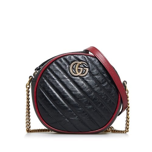 Pre-owned Gucci Gg Marmont Leather Crossbody Bag In Black
