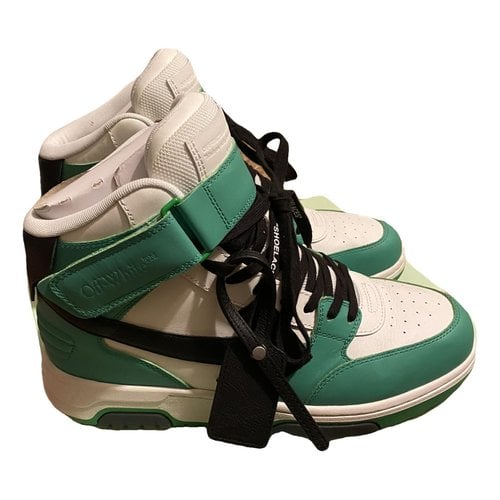 Pre-owned Off-white Leather High Trainers In Green