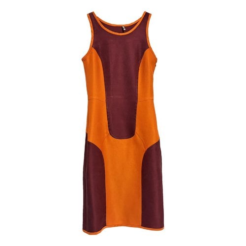 Pre-owned Miu Miu Silk Mid-length Dress In Orange
