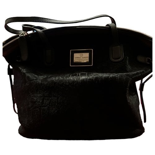 Pre-owned Giorgio Armani Pony-style Calfskin Handbag In Black