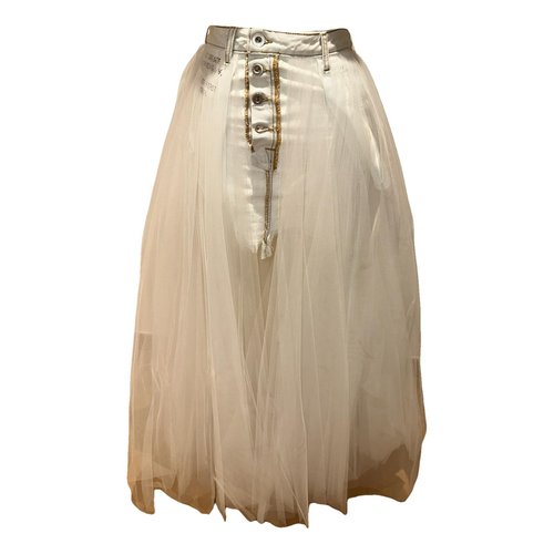 Pre-owned Ben Taverniti Unravel Project Maxi Skirt In White