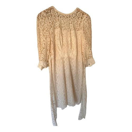 Pre-owned Sandro Spring Summer 2019 Lace Mini Dress In Beige