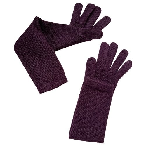 Pre-owned Missoni Cashmere Long Gloves In Burgundy