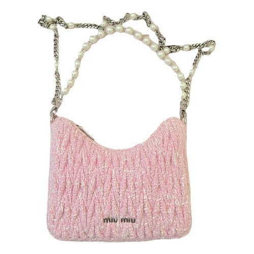 Pre-owned Miu Miu Tweed Crossbody Bag In Pink