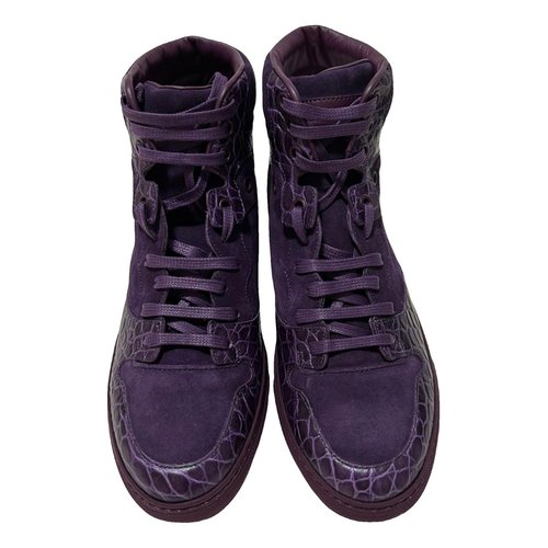 Pre-owned Balenciaga Leather Trainers In Purple