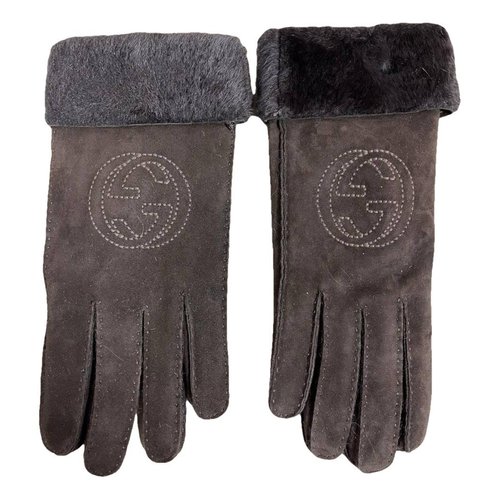 Pre-owned Gucci Shearling Gloves In Brown