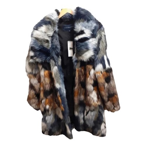 Pre-owned French Connection Faux Fur Coat In Multicolour