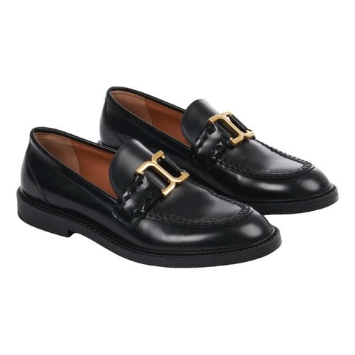 Pre-owned Chloé Marcie Leather Flats In Black