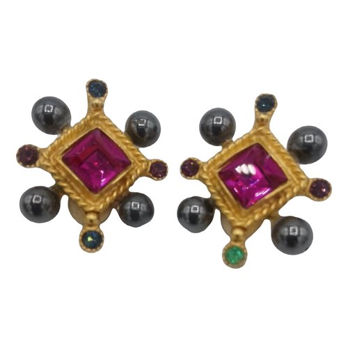 Pre-owned Christian Lacroix Crystal Earrings In Multicolour