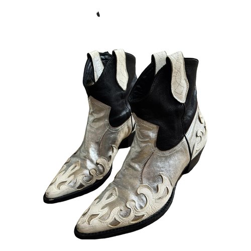 Pre-owned Lemaire Leather Cowboy Boots In Black