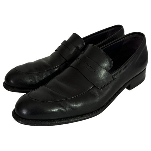 Pre-owned Isaia Leather Flats In Black