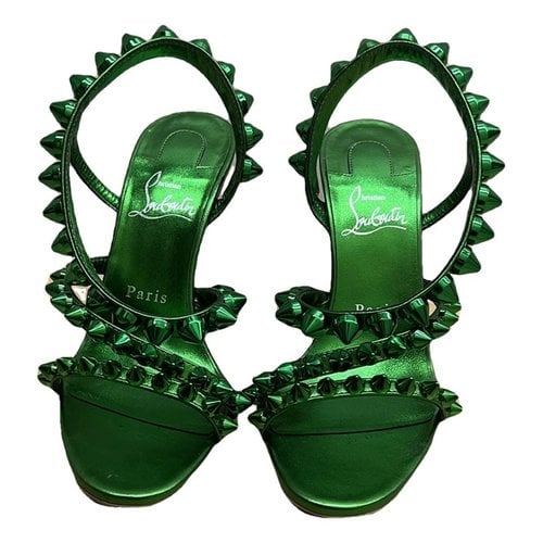 Pre-owned Christian Louboutin Leather Sandals In Green