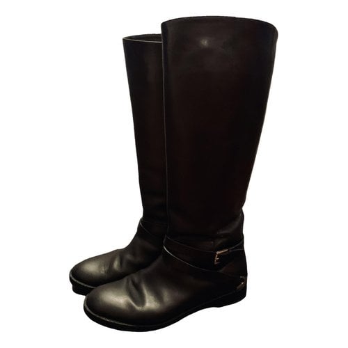 Pre-owned Fratelli Rossetti Leather Riding Boots In Black