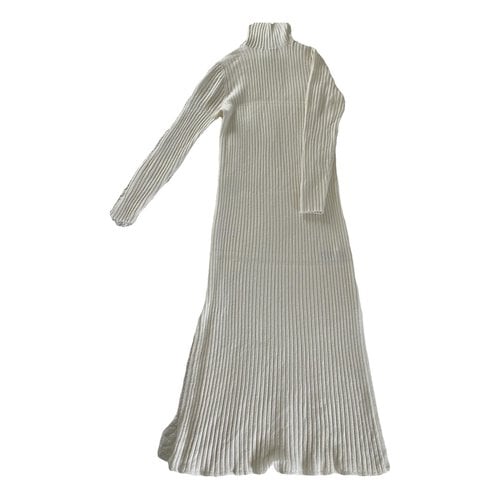 Pre-owned Allude Cashmere Mid-length Dress In White